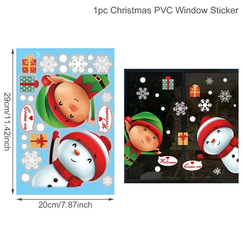 Christmas Window Stickers Christmas Wall Sticker Room Wall Decals Merry Christmas Decors 2024 For Home New Year Stickers 2025