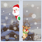1Set Santa Claus Snowman Elk Window Stickers Snowflake Electrostatic Wall Sticker 2024 Christmas Decoration For Home New Year