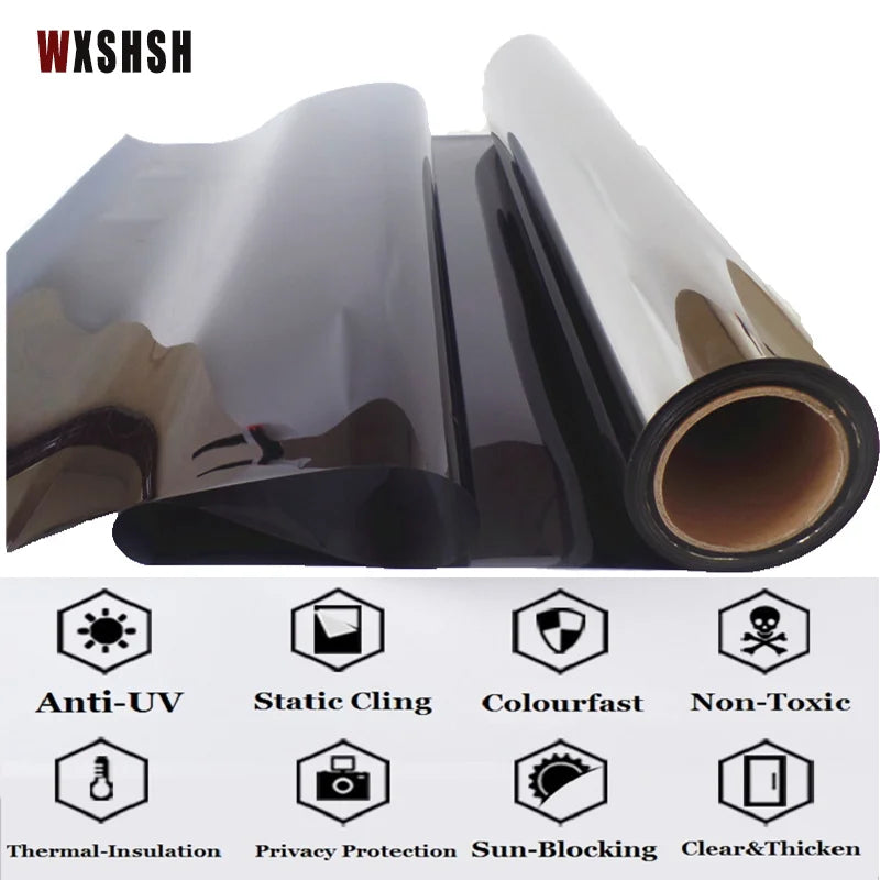 Window Privacy Film One Way Daytime Privacy Static Cling Sun Blocking Anti UV Reflective Window  for Home and OfficeBlack Silver