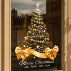 Christmas Window Decals 25.59x17.72 Inch Decal Pvc Double-Sided Golden Christmas Tree Window Sticker for Home Window Wall Decor