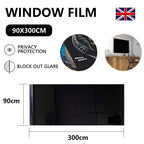 76/90cm Blackout Window Film Privacy: 100% Total Light Blocking Self-Adhesive Black Window Film for Glass Window for Baby Nurser