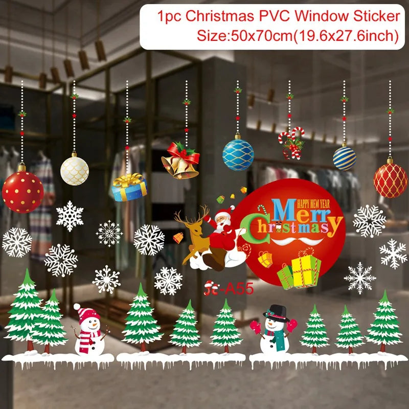 Christmas Window Stickers Christmas Wall Sticker Room Wall Decals Merry Christmas Decors 2024 For Home New Year Stickers 2025
