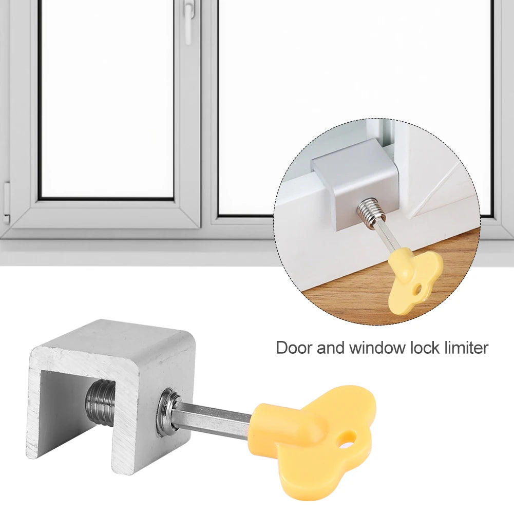 Door Window Lock Restrictor Adjustable Window Cable Limit Lock Portable Alloy Security Multi-function for Bedroom and Office