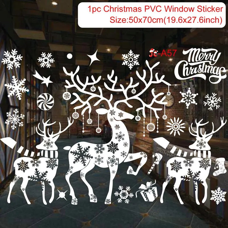 Christmas Window Stickers Christmas Wall Sticker Room Wall Decals Merry Christmas Decors 2024 For Home New Year Stickers 2025