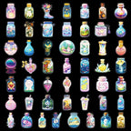 50PCS Transparent PET Bottle Seies Stickers Waterproof Doodle Decals for Home Window Glass DIY Wall Background Stickers