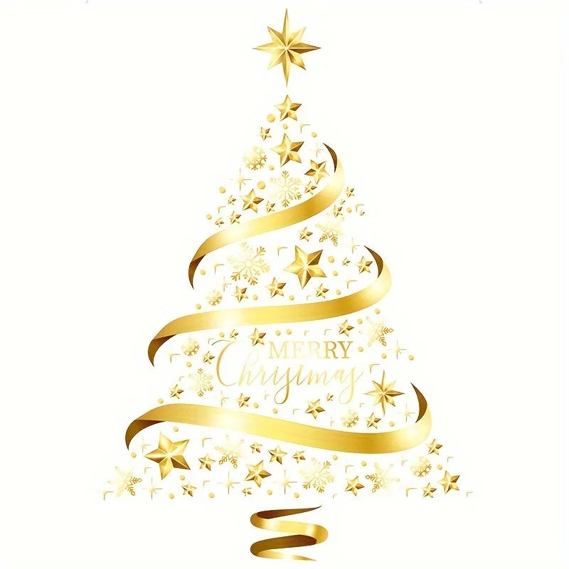 1pc Christmas Tree Sticker, Sticker Christmas Window Sticker Snowflake Christmas Tree Decal, DIY Static Wall Window Door Mural
