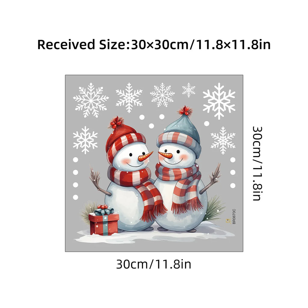 Lovely Christmas Snowman Snowflake stickers Glass window Decoration Stickers detachable Double-sided Electrostatic sticker