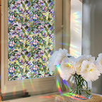 Sun Catcher Static Glass Stickers Non-Adhesive Window Sticker Decorative Privacy Flower Decal Painted Glass Rainbow Film Decors