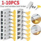 1-10pcs Adjustable Window Lock Stopper Security Anti-theft Lock with Key Portable Sliding Sash Stopper For Baby Kids Child