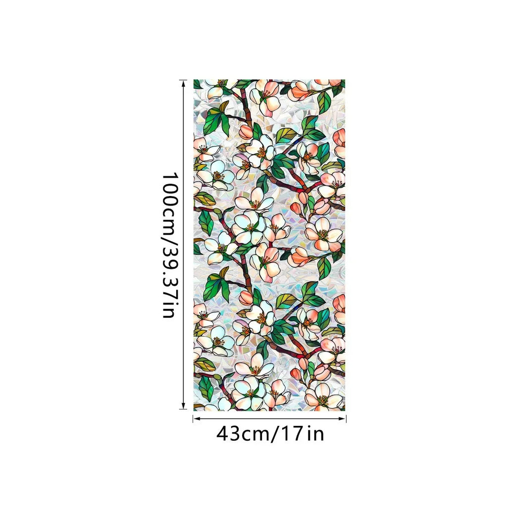 Sun Catcher Static Glass Stickers Non-Adhesive Window Sticker Decorative Privacy Flower Decal Painted Glass Rainbow Film Decors