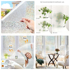 Wide 75/90 Cm Frosted Window Privacy Film, Non-Adhesive Window Glass Films, Heat Control Static Cling Removable Window Stickers