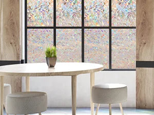 Window Privacy Film Rainbow Static Cling Stained Glass Film Window Covering Sticker Non-Adhesive Removable Reflective for Home