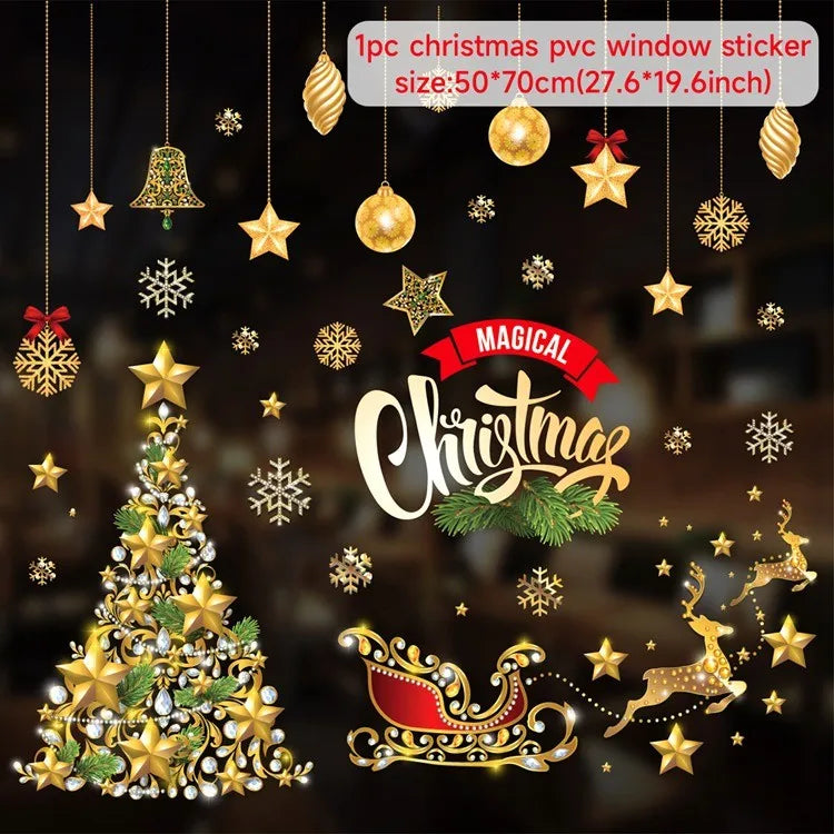 Christmas Window Stickers Christmas Wall Sticker Room Wall Decals Merry Christmas Decors 2024 For Home New Year Stickers 2025