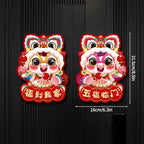 1Pair Horse Year Wall Stickers Cartoon Zodiac Horse Door Window Decorative Stickers Spring Festival Couplet Home Supplies