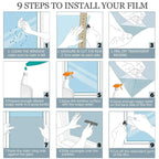 Frosted Window Privacy Film Heat Control UV Blocking, Static Cling Non-Adhesive Reusable Door coverings for Bathroom Home Office