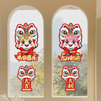 1Pair Horse Year Wall Stickers Cartoon Zodiac Horse Door Window Decorative Stickers Spring Festival Couplet Home Supplies