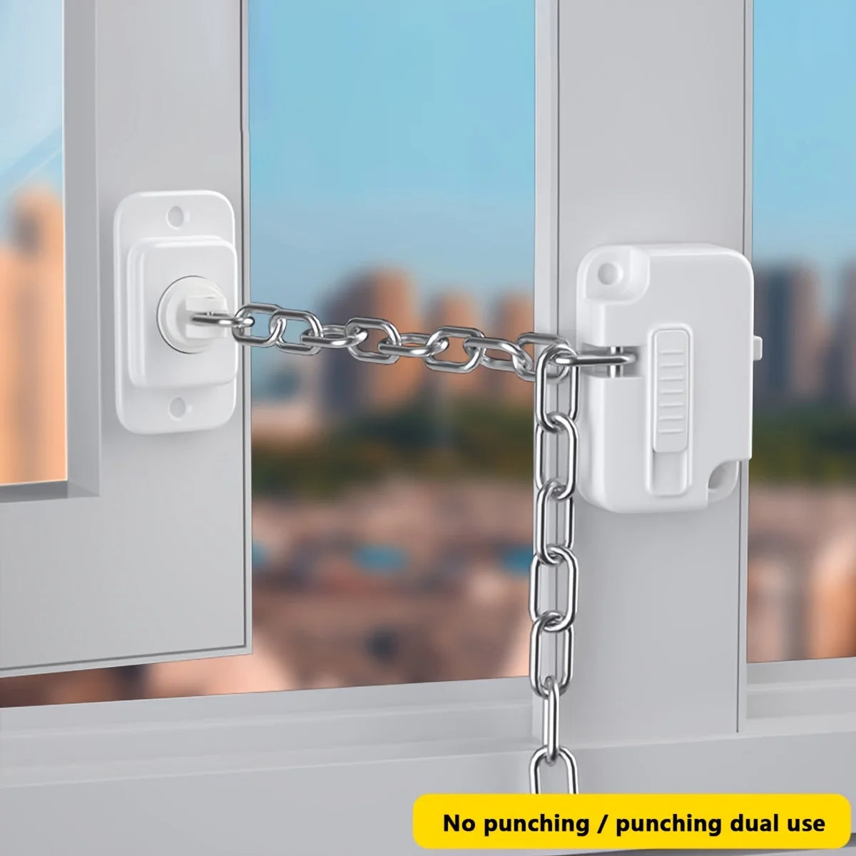 Adjustable Window Safety Lock - No-Drill/Drill Installation, Secure Sliding & Casement Windows with Screws and Adhesive Included