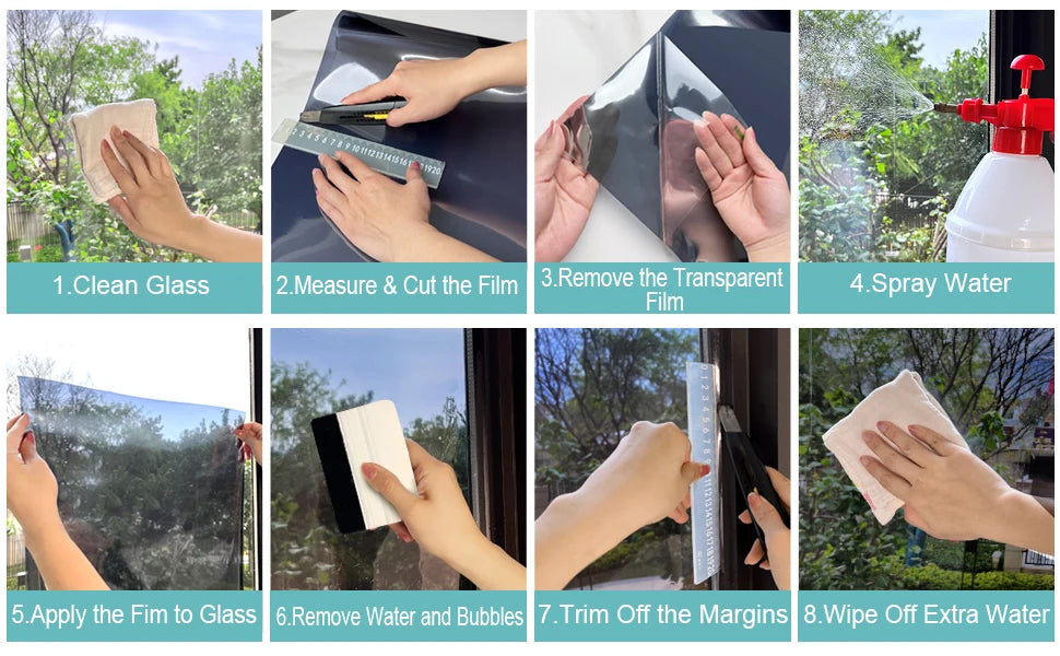 Window Film Privacy vinyl glass window One Way Daytime Privacy Static Cling Blocking Anti UV Reflective  adhesive vinyl for car