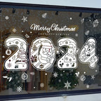 1Set Santa Claus Snowman Elk Window Stickers Snowflake Electrostatic Wall Sticker 2024 Christmas Decoration For Home New Year