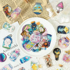 50PCS Transparent PET Bottle Seies Stickers Waterproof Doodle Decals for Home Window Glass DIY Wall Background Stickers