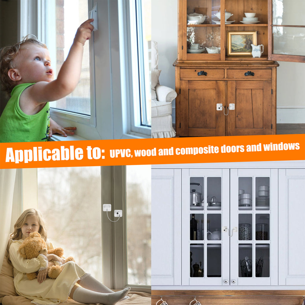 4Pcs Window Restrictor Sturdy Door Restrictor Lock Window Safety Lock Durable Childproof Security Lock with Key Baby Window Lock