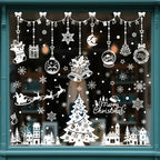 9 sheets Christmas Static Window Stickers, Seamless and Easy to - Snowflake Theme "Merry Christmas" Letters - Christmas Tree
