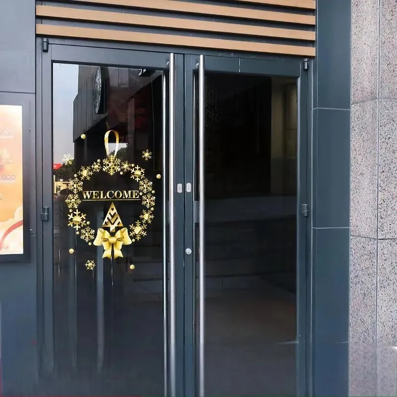 1 PCS New Year Window Stickers Christmas Tree Window Clings Stickers For Glass Large DIY Static Wall Window Door Showcase Decal