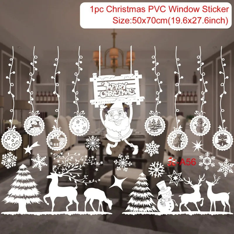 Christmas Window Stickers Christmas Wall Sticker Room Wall Decals Merry Christmas Decors 2024 For Home New Year Stickers 2025