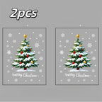 1/2pcs Christmas Window Stickers Reusable Window Decoration Supplies Christmas Tree Snowman Snowflake Glass Decorations Tools