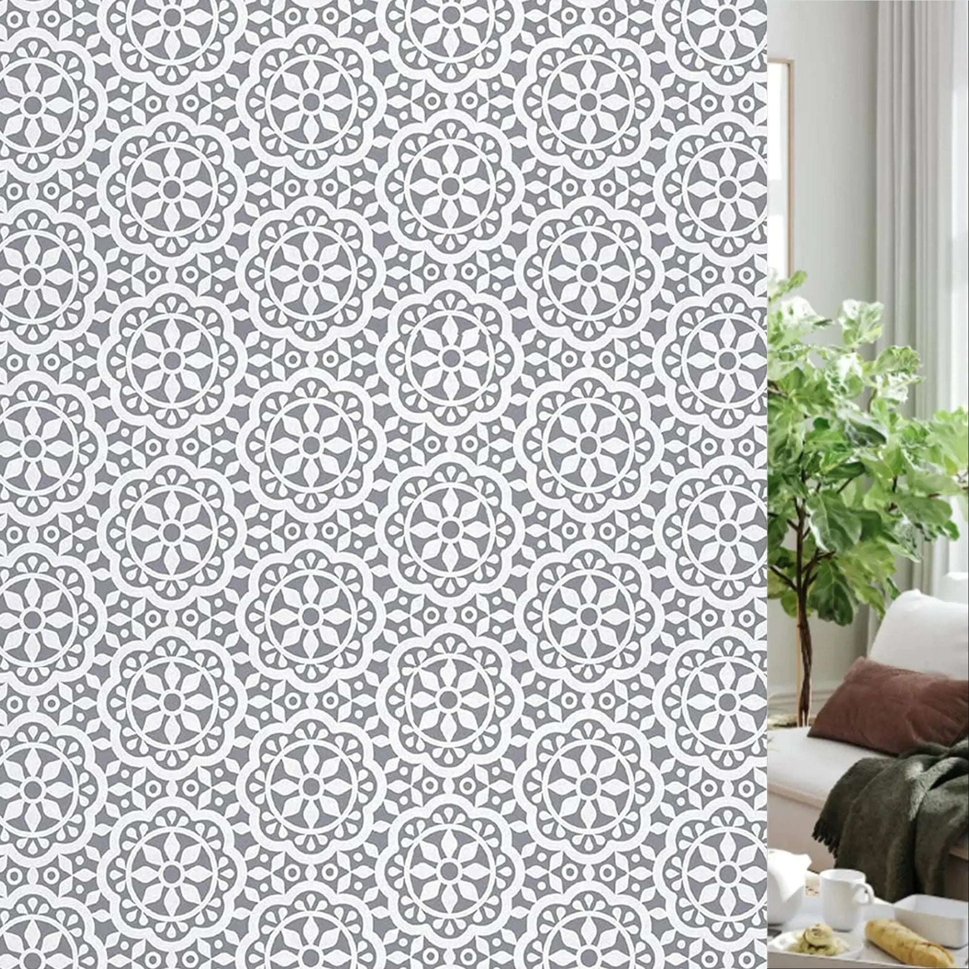 Wide 75/90 Cm Frosted Window Privacy Film, Non-Adhesive Window Glass Films, Heat Control Static Cling Removable Window Stickers