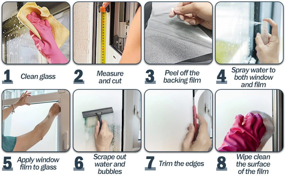 Frosted Window Privacy Film Heat Control UV Blocking, Static Cling Non-Adhesive Reusable Door coverings for Bathroom Home Office