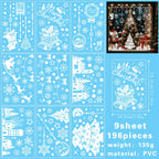 9 sheets Christmas Static Window Stickers, Seamless and Easy to - Snowflake Theme "Merry Christmas" Letters - Christmas Tree