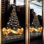 Christmas Window Decals 25.59x17.72 Inch Decal Pvc Double-Sided Golden Christmas Tree Window Sticker for Home Window Wall Decor