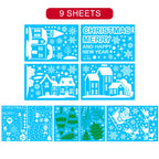 Christmas Window Stickers Set Santa Elk Snowflake Glass Cling Sticker Xmas Decor