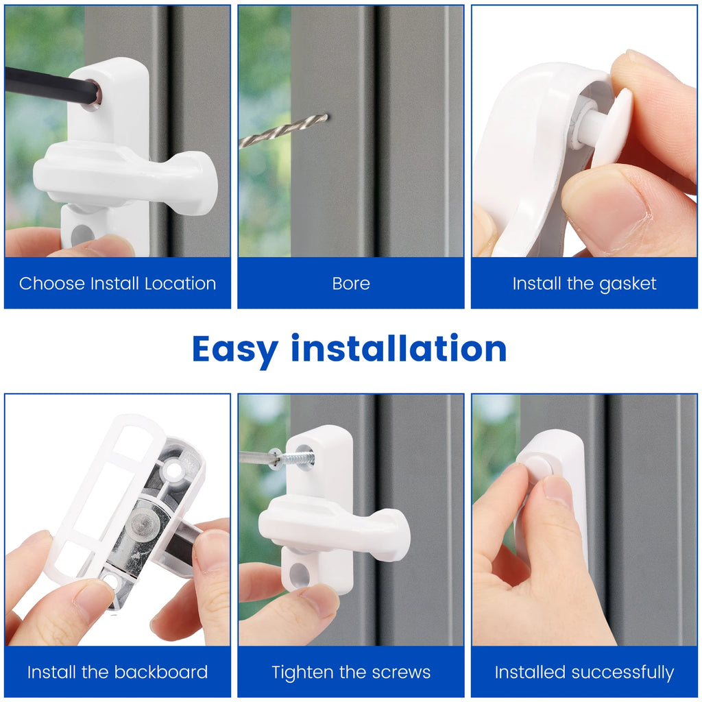 12 Pcs Window Latch Aluminium Safety Window Handle Child Lock with Screws 180° Rotating for Home Apartment UPVC PVC Door Window