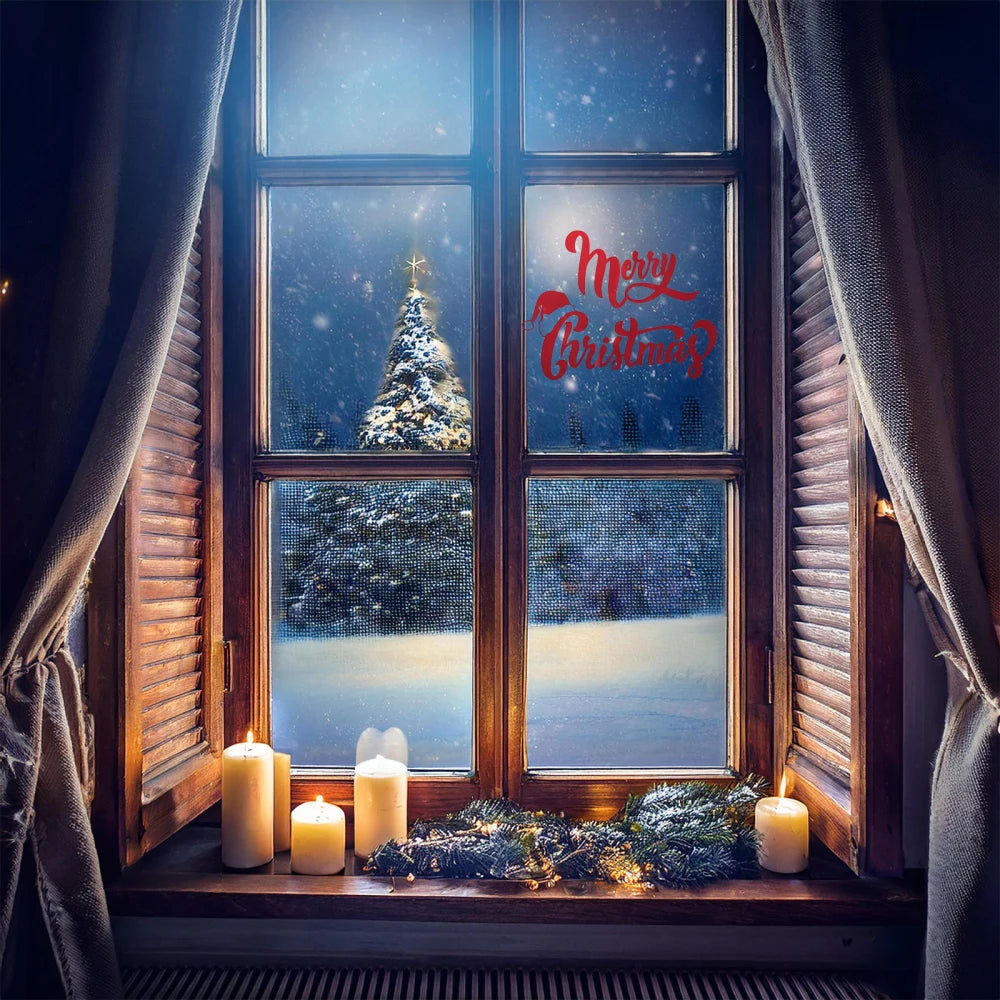Merry Christmas Wall Stickers Showcase Window Festival Decals Santa Murals New Year Christmas Decorations for Home 20x27cm  ﻿