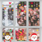 1Set Santa Claus Snowman Elk Window Stickers Snowflake Electrostatic Wall Sticker 2024 Christmas Decoration For Home New Year