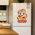 1Pair Horse Year Wall Stickers Cartoon Zodiac Horse Door Window Decorative Stickers Spring Festival Couplet Home Supplies