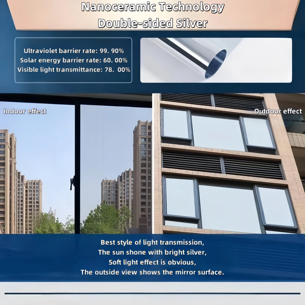 One-Way Perspective Glass Window Sticker Insulating Window Film Window Privacy Film Isolation 99% Uv Mirror Reflection