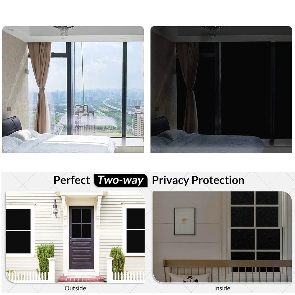 76/90cm Blackout Window Film Privacy: 100% Total Light Blocking Self-Adhesive Black Window Film for Glass Window for Baby Nurser