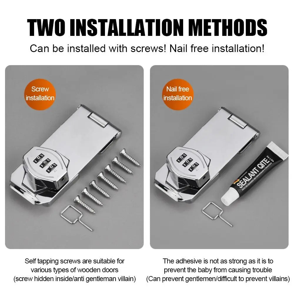 New Zinc Alloy Cabinet Password Locks Anti-Theft Security Combination Coded Lock 3 Digit Coded Keyless Window Stoppers Home