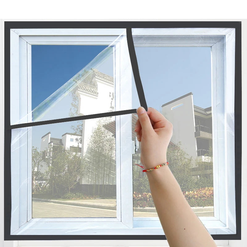 TYMF Winter Window film,Windproof Heat-insulating film,Transparent Plastic film Black edge Easy To Install and Disassemble type