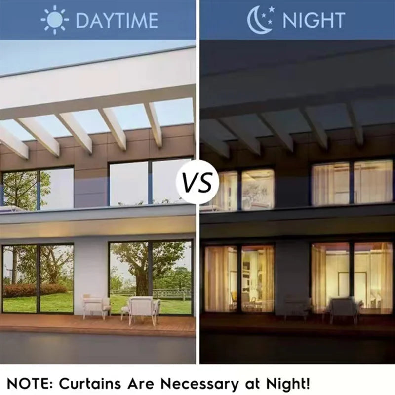 Window Privacy Film One Way Daytime Privacy Static Cling Sun Blocking Anti UV Reflective Window  for Home and OfficeBlack Silver