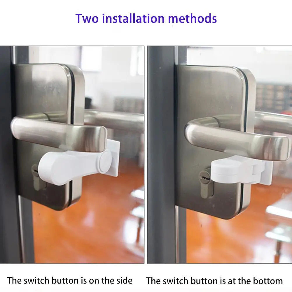 Child Safe Door Lock Universal Door Lever Lock 180 Degree Rotating Door Security Latch Self Adhesive for Window Door Cabinet