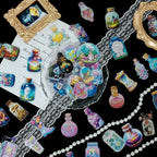 50PCS Transparent PET Bottle Seies Stickers Waterproof Doodle Decals for Home Window Glass DIY Wall Background Stickers