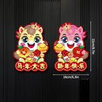 1Pair Horse Year Wall Stickers Cartoon Zodiac Horse Door Window Decorative Stickers Spring Festival Couplet Home Supplies