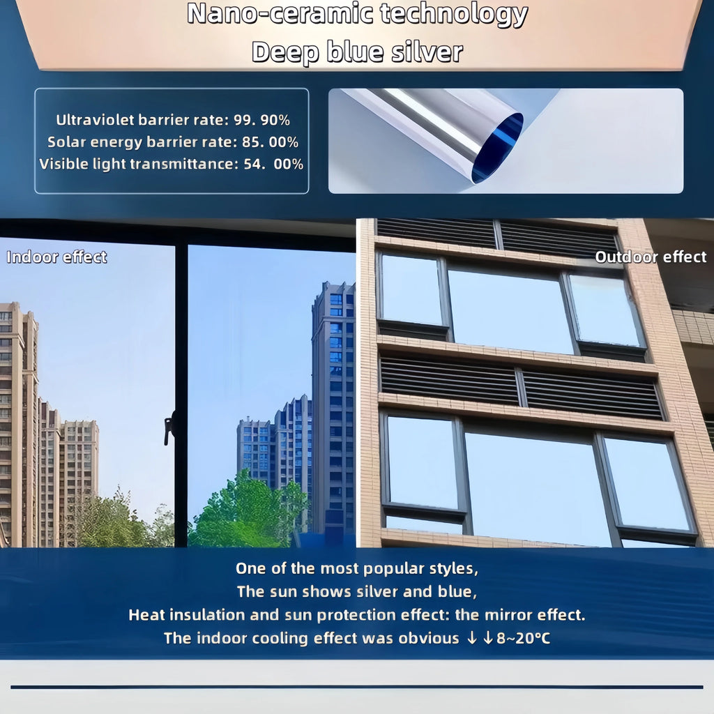 One-Way Perspective Glass Window Sticker Insulating Window Film Window Privacy Film Isolation 99% Uv Mirror Reflection