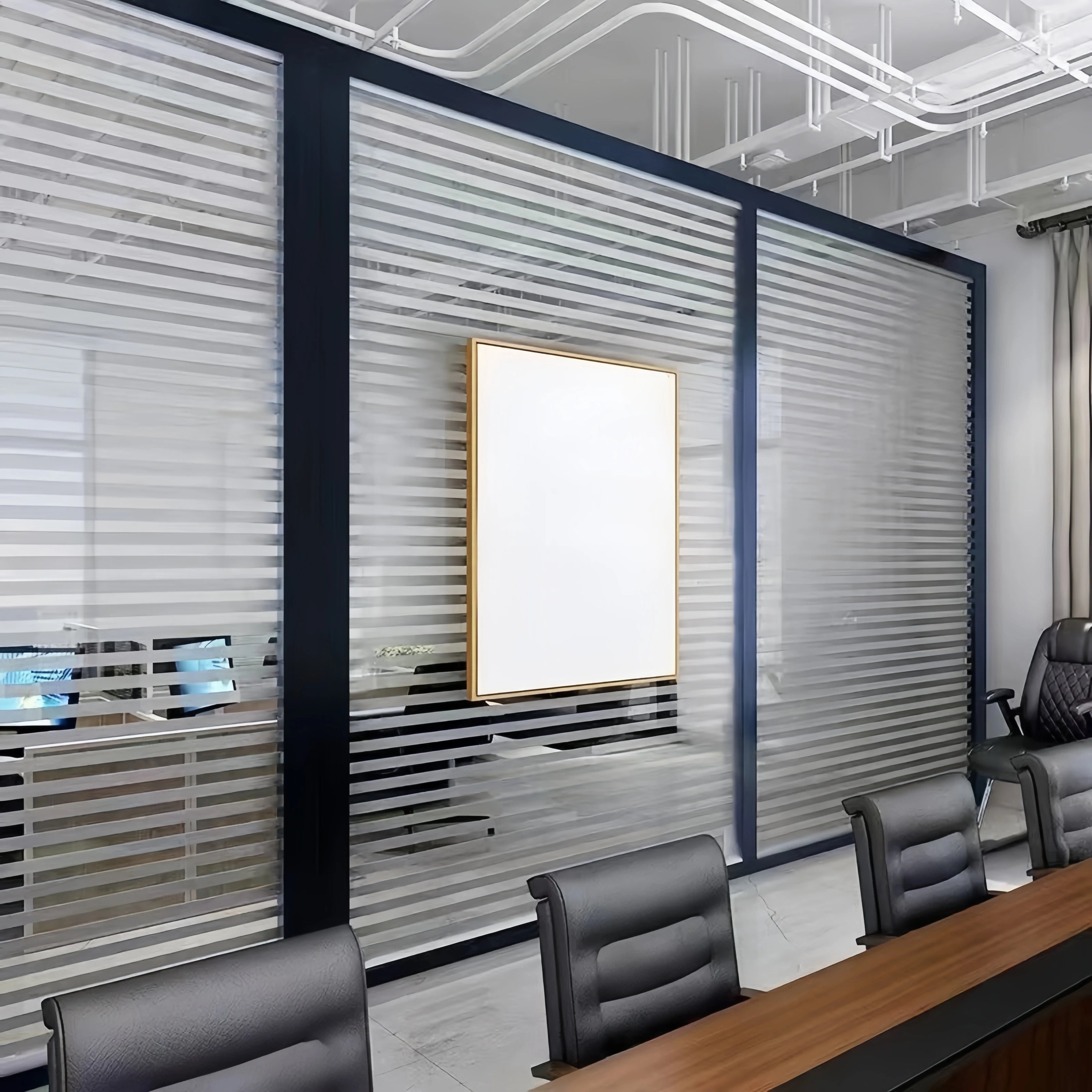 Horizontal Stripesd Glass Window Film Privacy Frosted Glass Window Sticker Translucent Opaque Sticker Suitable for Kitchen Offices and Other Scenes