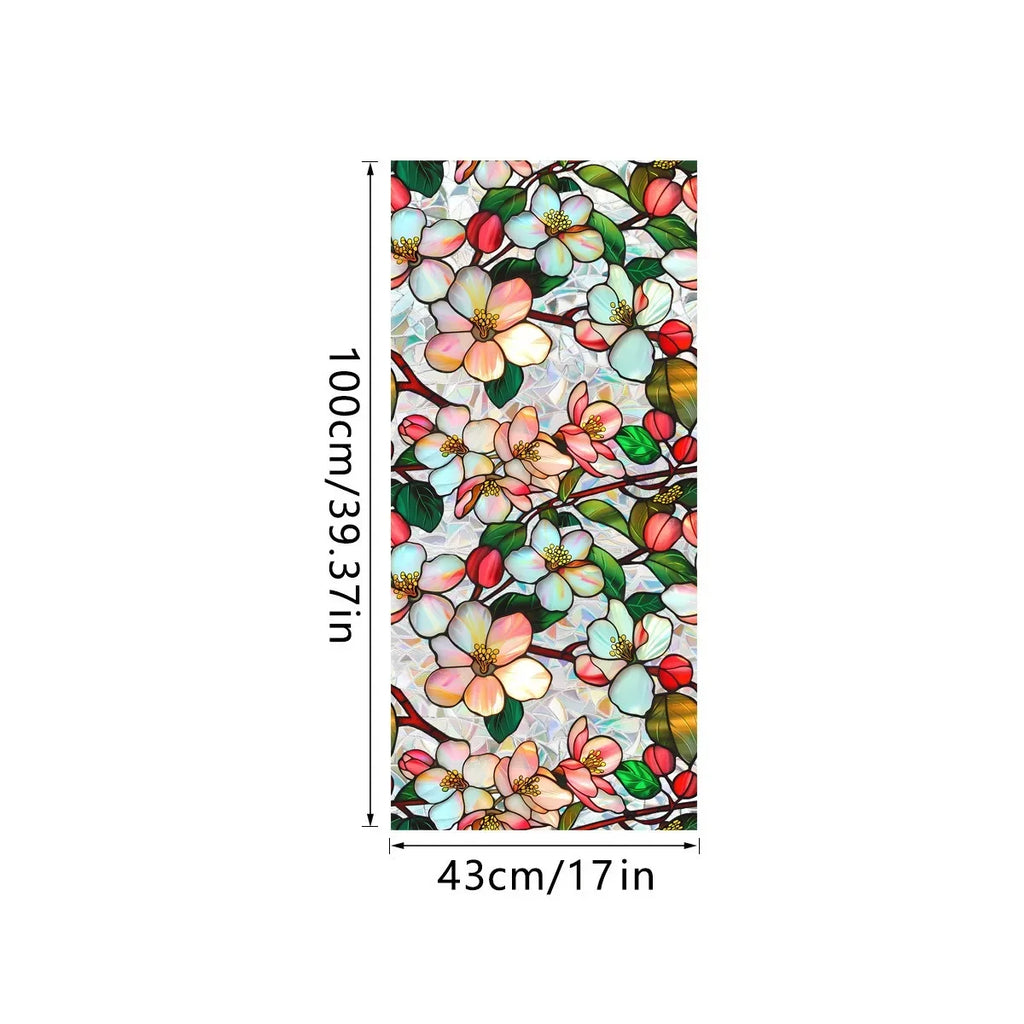 Sun Catcher Static Glass Stickers Non-Adhesive Window Sticker Decorative Privacy Flower Decal Painted Glass Rainbow Film Decors