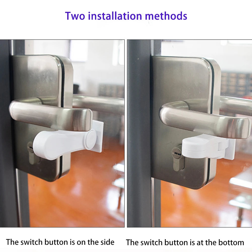 Child Safe Door Lock Universal Door Lever Lock 180 Degree Rotating Door Security Latch Self Adhesive for Window Door Cabinet